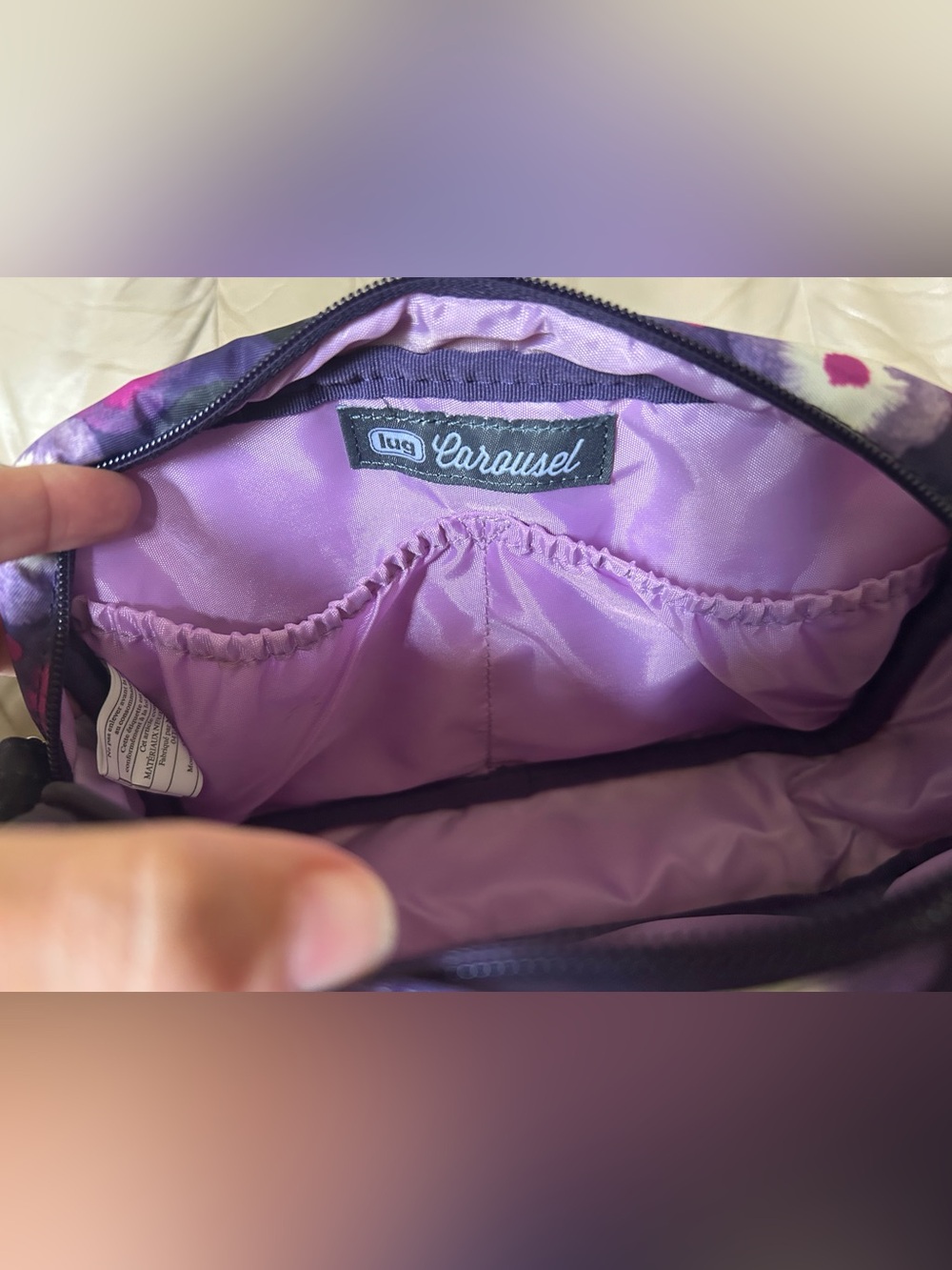 Lug Carousel Watercolor Purple Crossbody Belt Bag EUC - Picture 15 of 15
